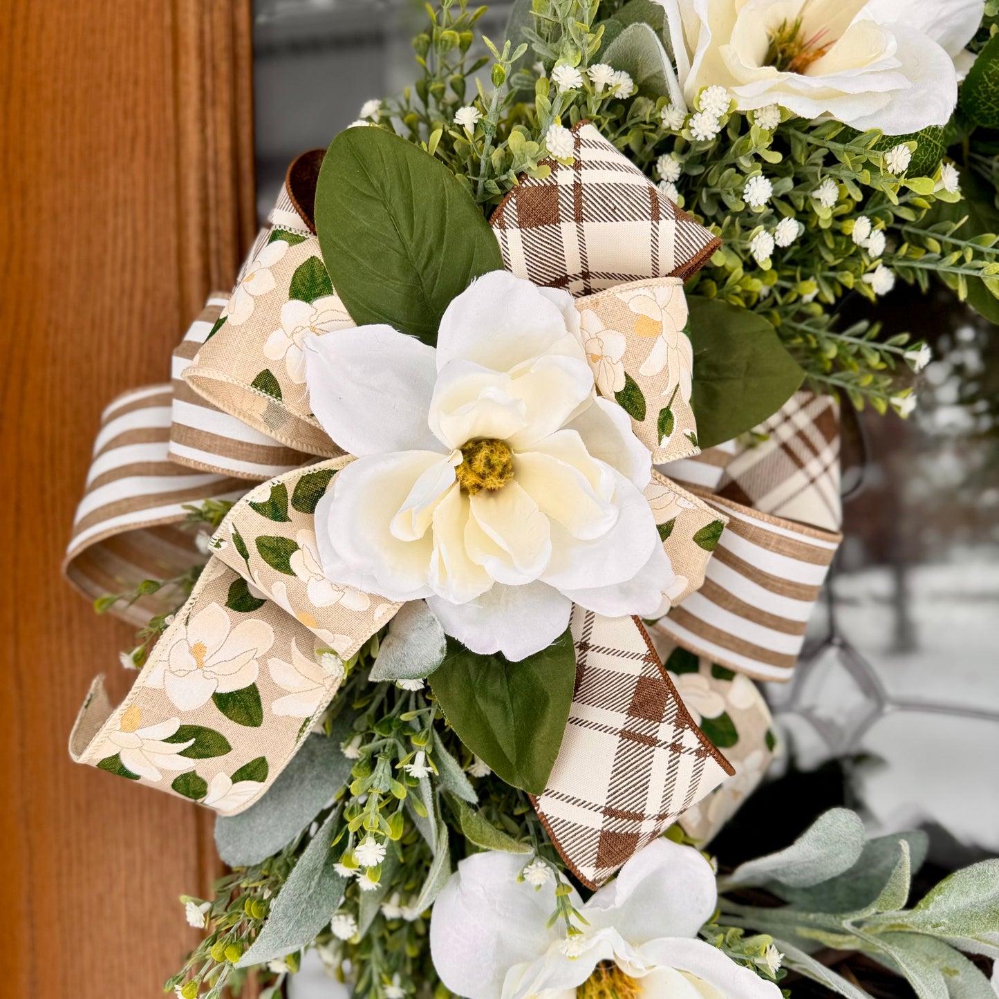 Magnolia Grapevine Wreath | Spring Wreath | Floral Wreath | Spring Door Decor