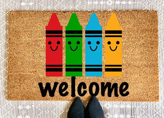 Crayon Welcome - Classroom Doormat