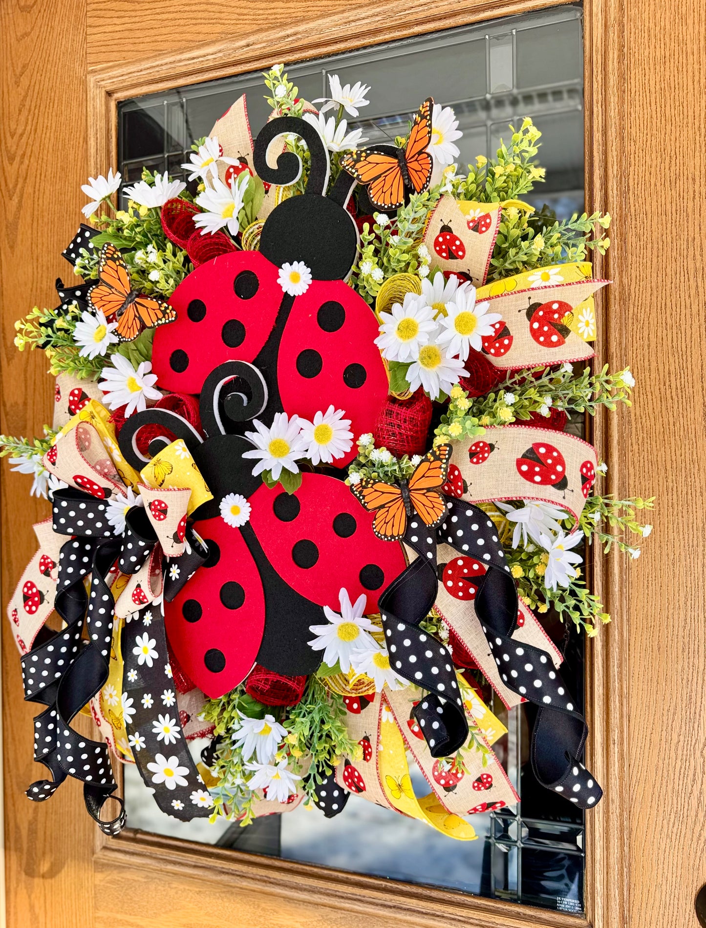 Ladybug Floral Wreath | Spring Wreath | Spring Porch Decor