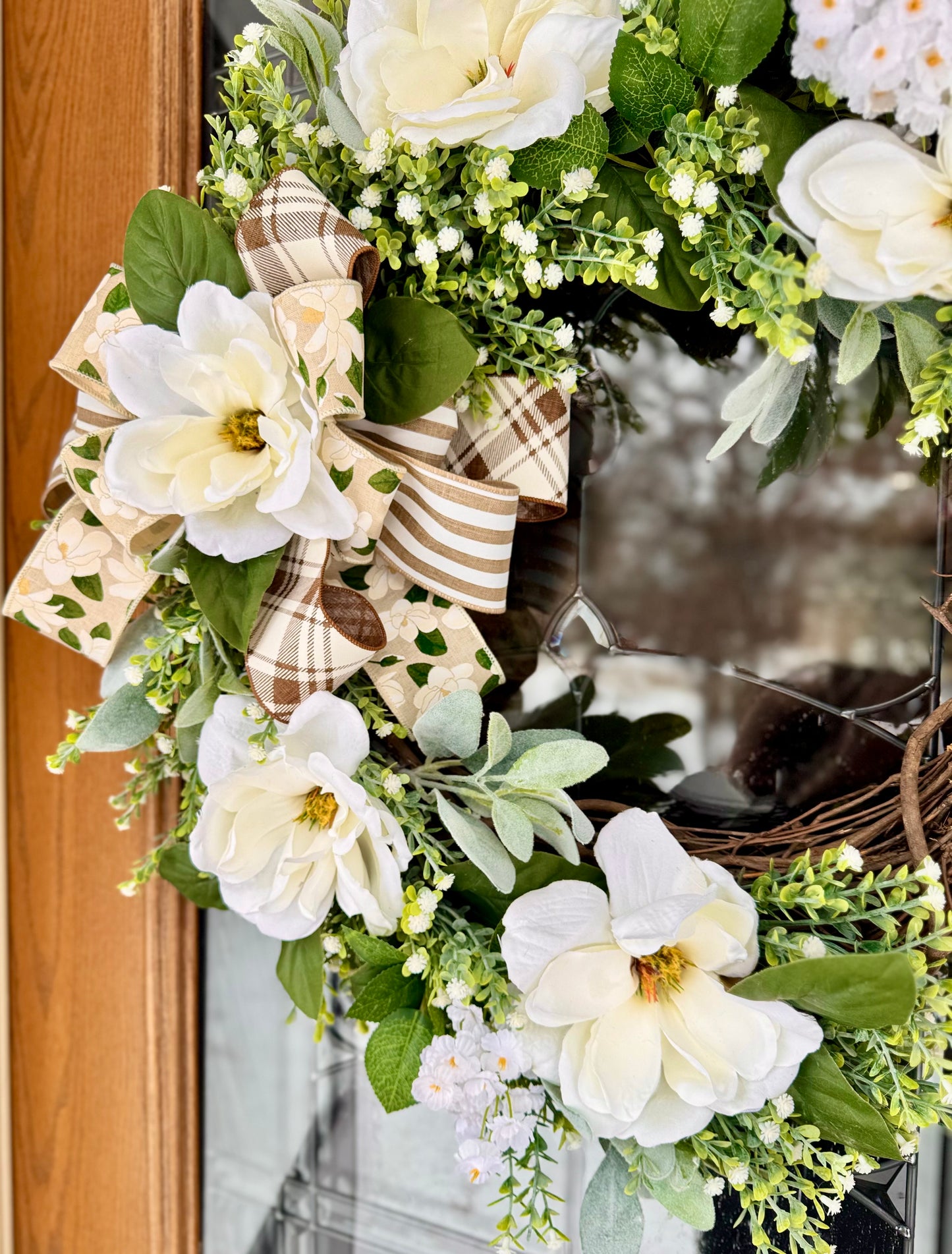 Magnolia Grapevine Wreath | Spring Wreath | Floral Wreath | Spring Door Decor