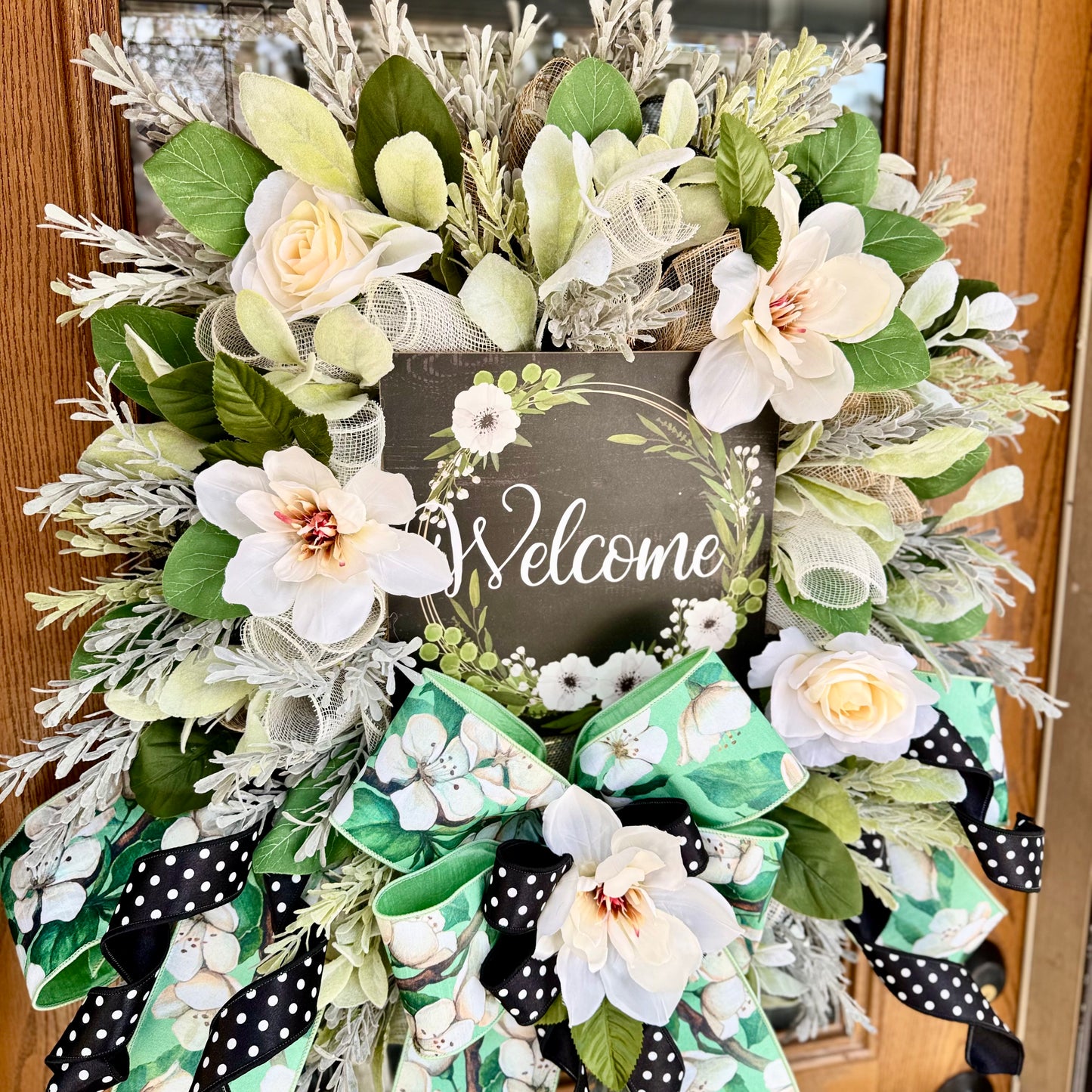 Welcome Floral Wreath | Spring Wreath | Floral Wreath | Spring Door Decor