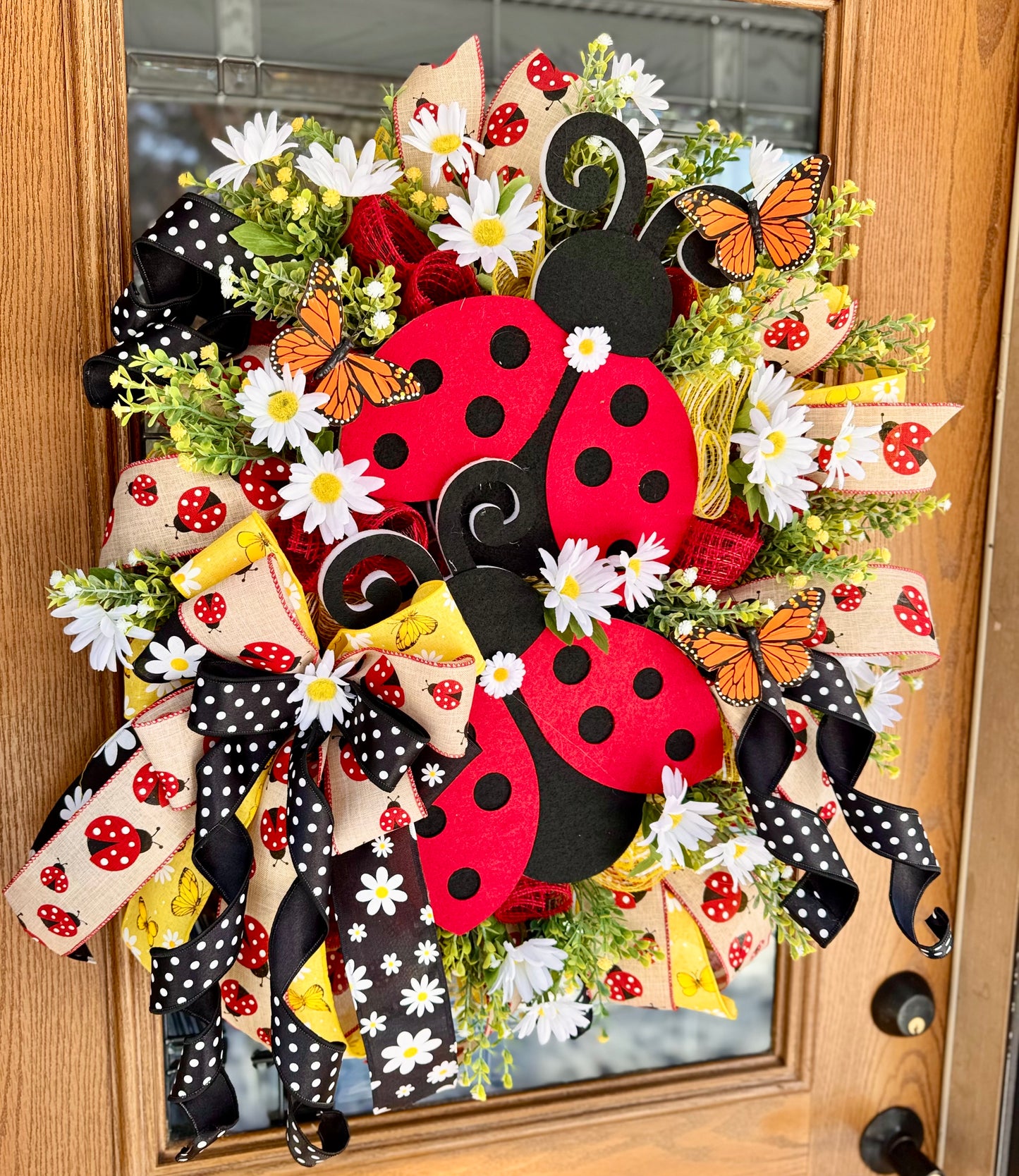 Ladybug Floral Wreath | Spring Wreath | Spring Porch Decor