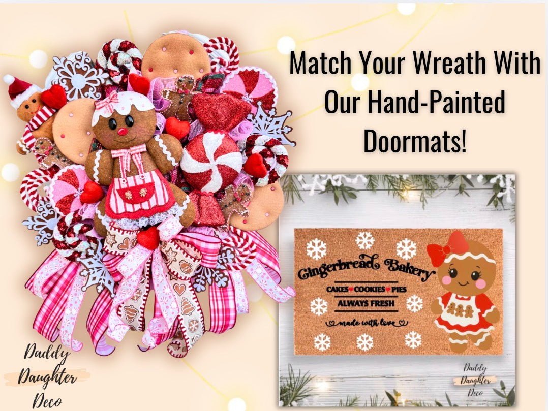 Pink and Red Gingerbread Christmas Wreath