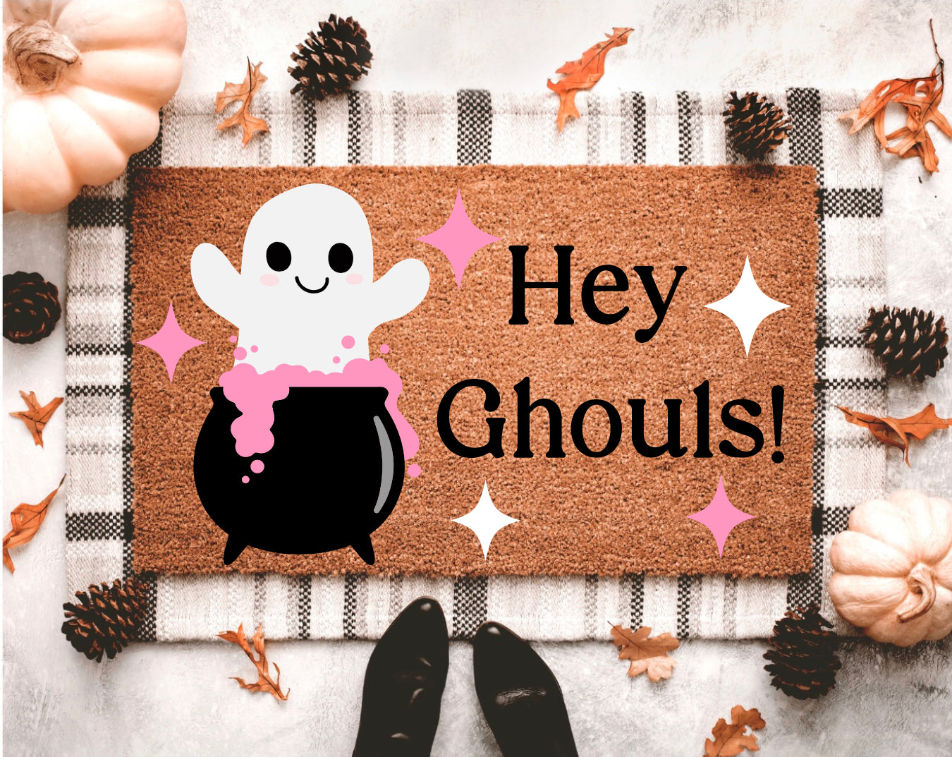 Pink Ghost Doormat | Halloween Doormat | Halloween Porch Decor