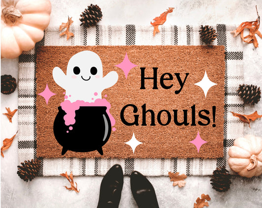 Pink Ghost Doormat | Halloween Doormat | Halloween Porch Decor
