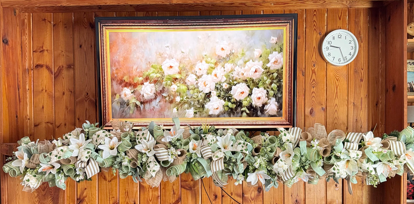 7 ft Floral Spring Garland | Spring Garland For Mantel | Spring Door Decor | Summer Garland