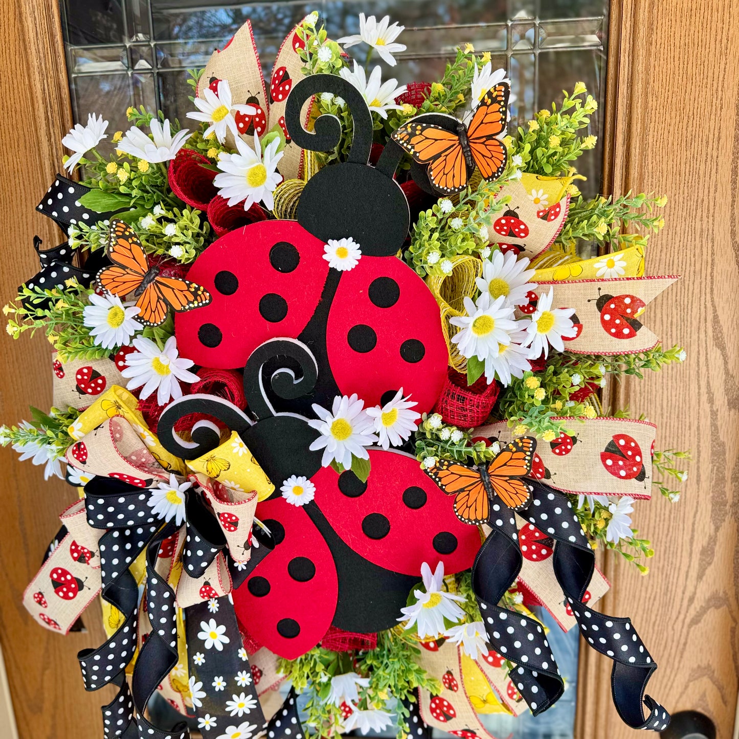 Ladybug Floral Wreath | Spring Wreath | Spring Porch Decor