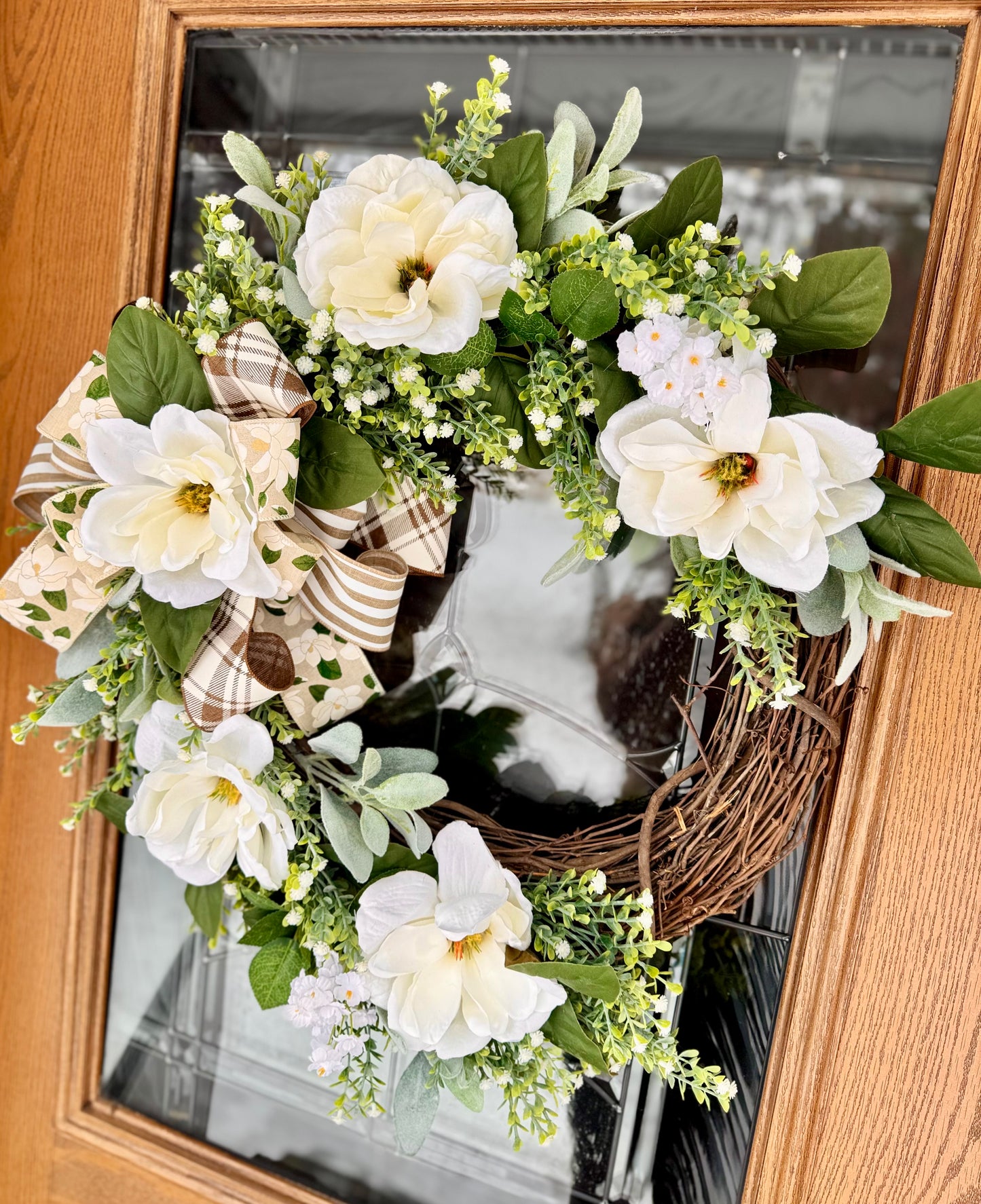 Magnolia Grapevine Wreath | Spring Wreath | Floral Wreath | Spring Door Decor