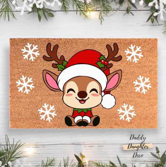 Reindeer Christmas Doormat | Christmas Porch Decor | Holiday Doormat