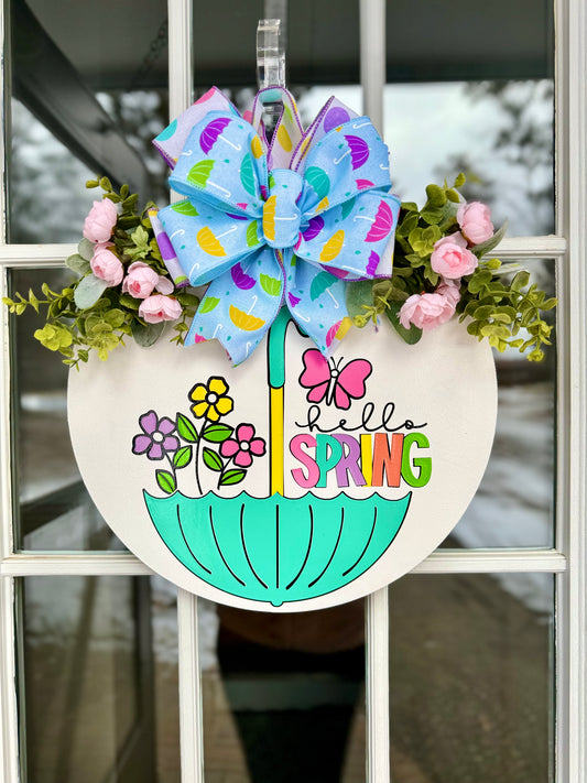 Hello Spring Umbrella Door Hanger
