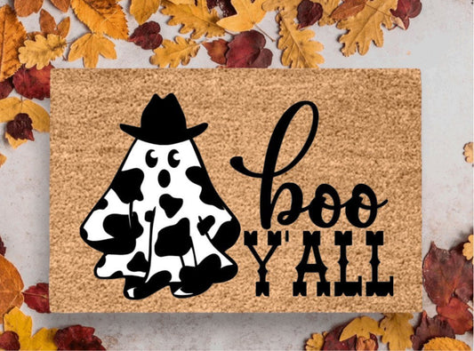Boo Yall Ghost Doormat | Halloween Porch Decor | Halloween Outdoor Decor