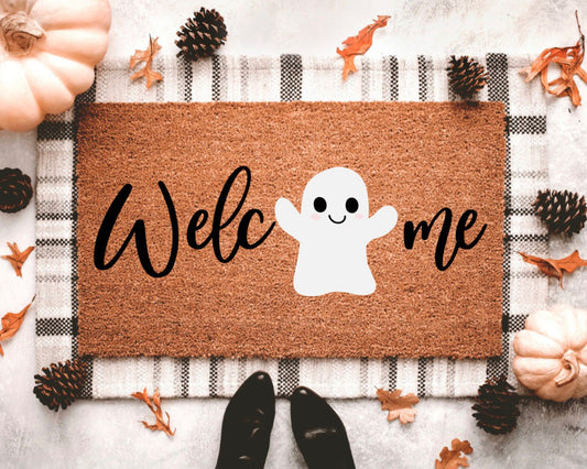 Welcome Ghost Doormat | Halloween Porch Decor | Halloween Outdoor Decor