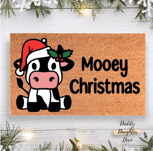 Mooey Christmas Cow Doormat