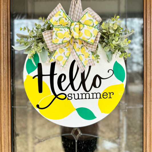 Hello Summer Lemon Door Hanger