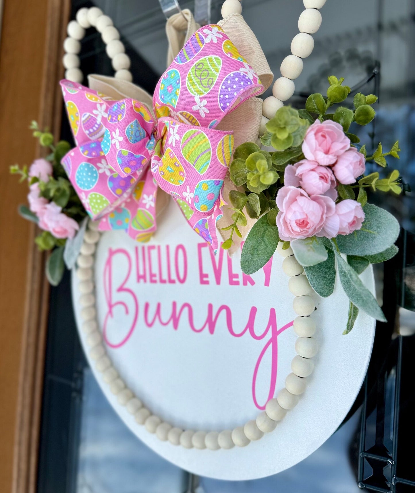 Easter Beaded Bunny Door Hanger Wreath