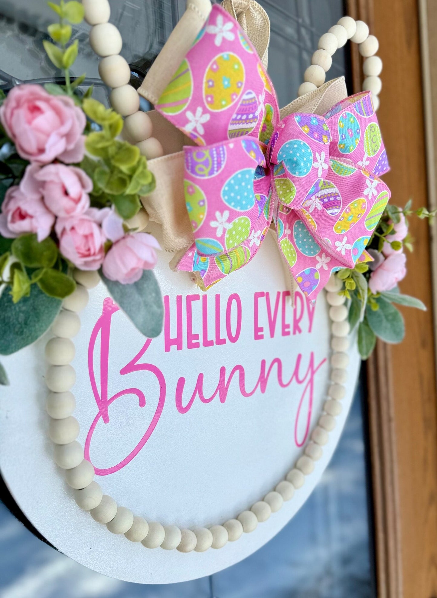 Easter Beaded Bunny Door Hanger Wreath
