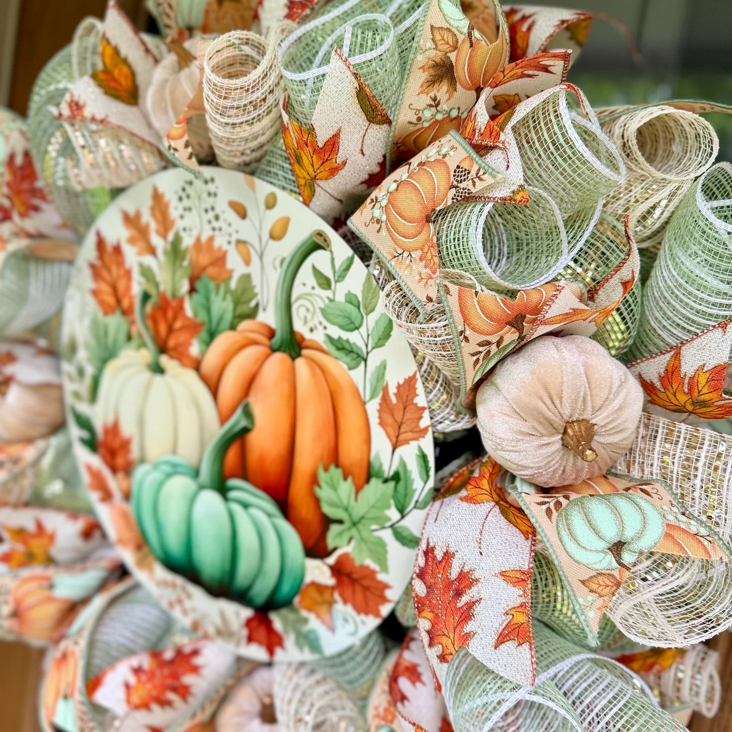 Fall Pumpkins Wreath | Autumn Door Wreaths | Fall Wreath Door Front Door | Neutral Fall Wreath | Fall Outdoor Wreaths For Front Door