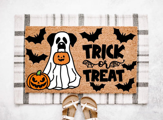 Trick Or Treat Dog Halloween Doormat | Halloween Porch Decor | Halloween Outdoor Decor (Copy)
