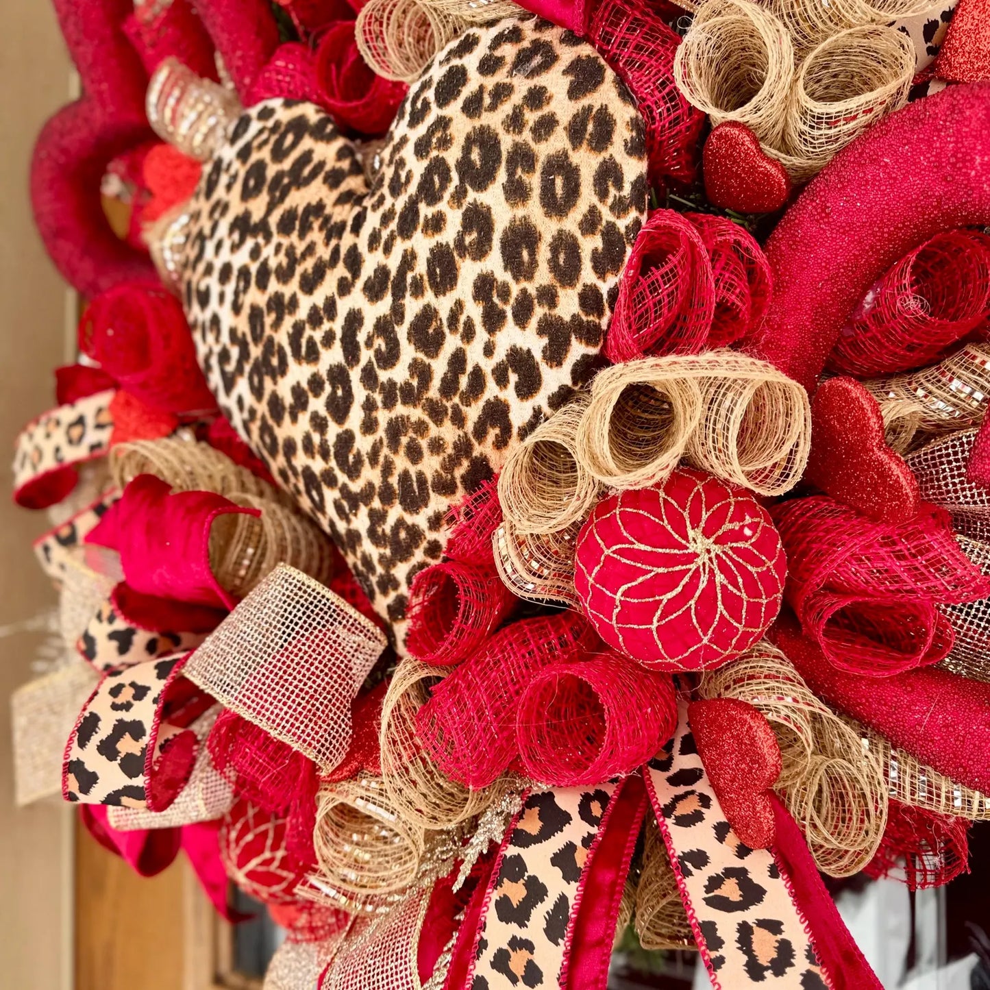 Leopard Print Heart Wreath | Valentine’s Day Wreath | Valentines Day Door Decor | Valentine’s Decor