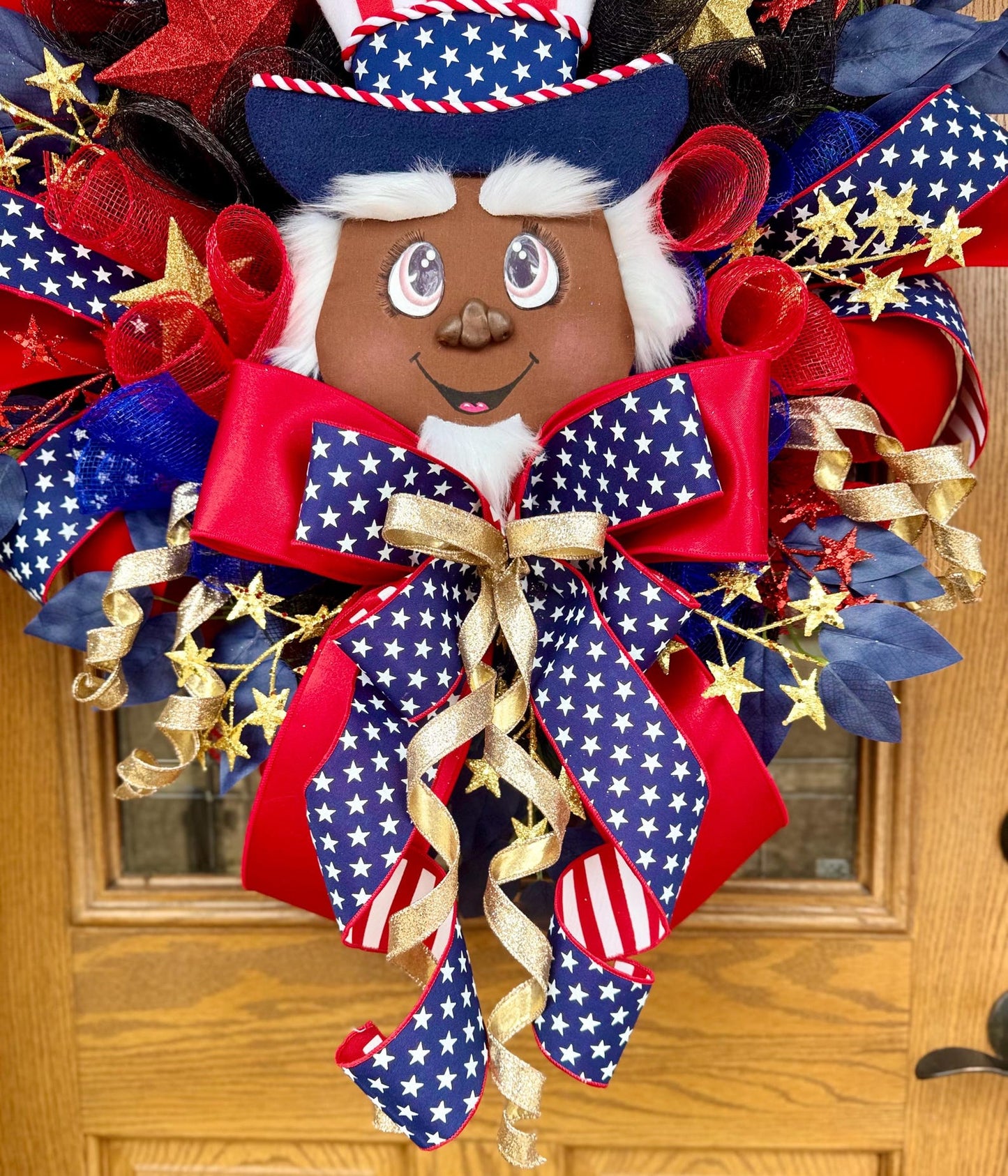 Black Uncle Sam Patriotic Wreath | 4th of July Wreath | Fourth Of July Decor | Patriotic Decor