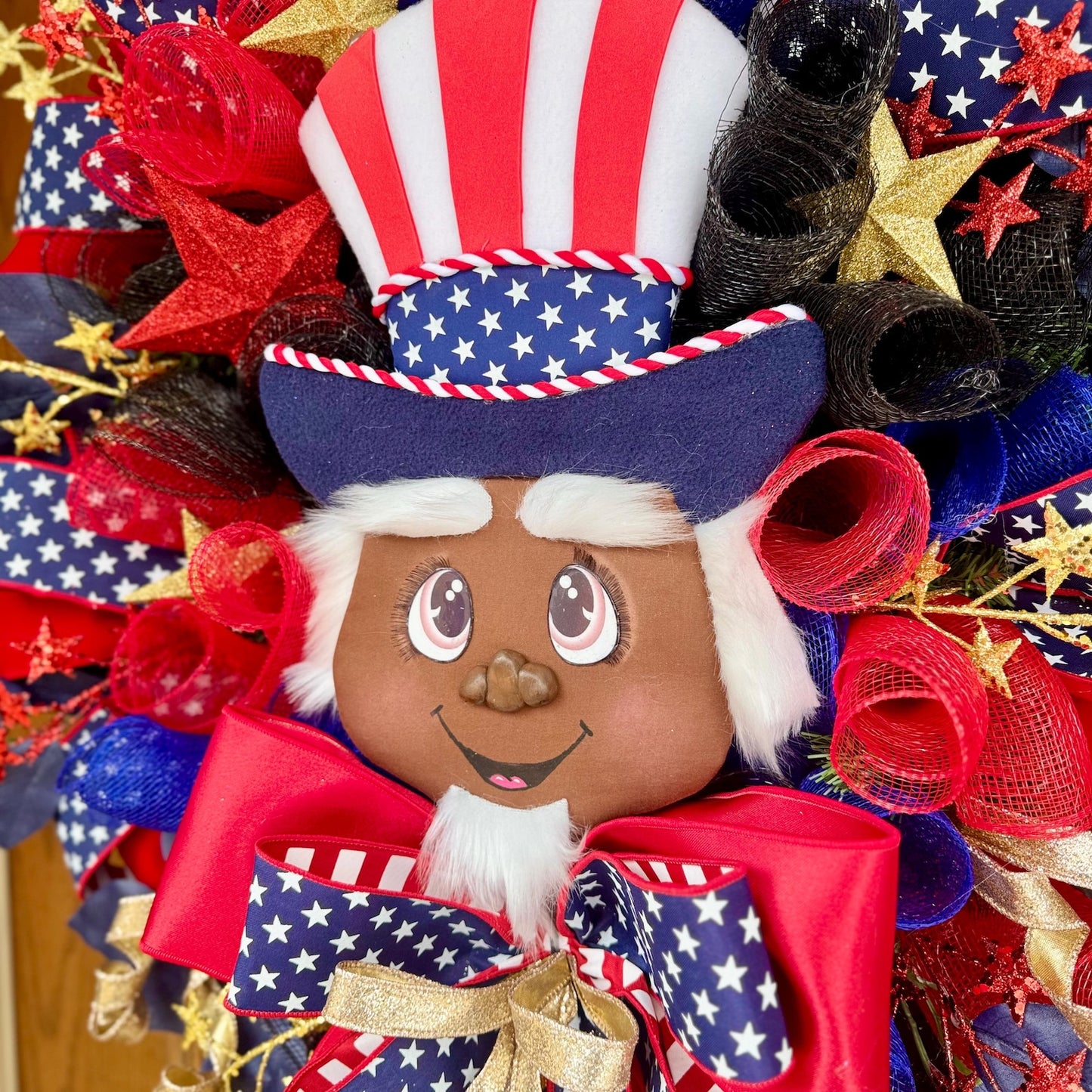 Black Uncle Sam Patriotic Wreath | 4th of July Wreath | Fourth Of July Decor | Patriotic Decor