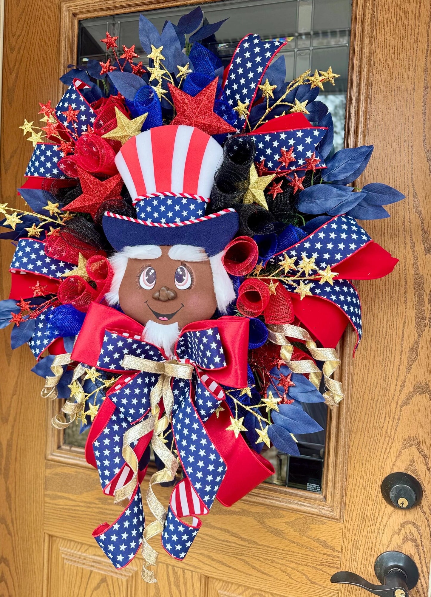 Black Uncle Sam Patriotic Wreath | 4th of July Wreath | Fourth Of July Decor | Patriotic Decor