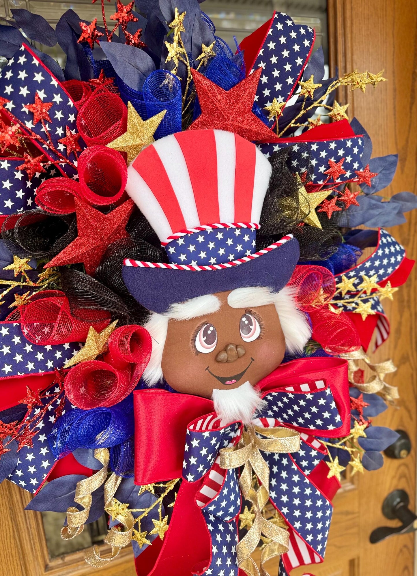 Black Uncle Sam Patriotic Wreath | 4th of July Wreath | Fourth Of July Decor | Patriotic Decor