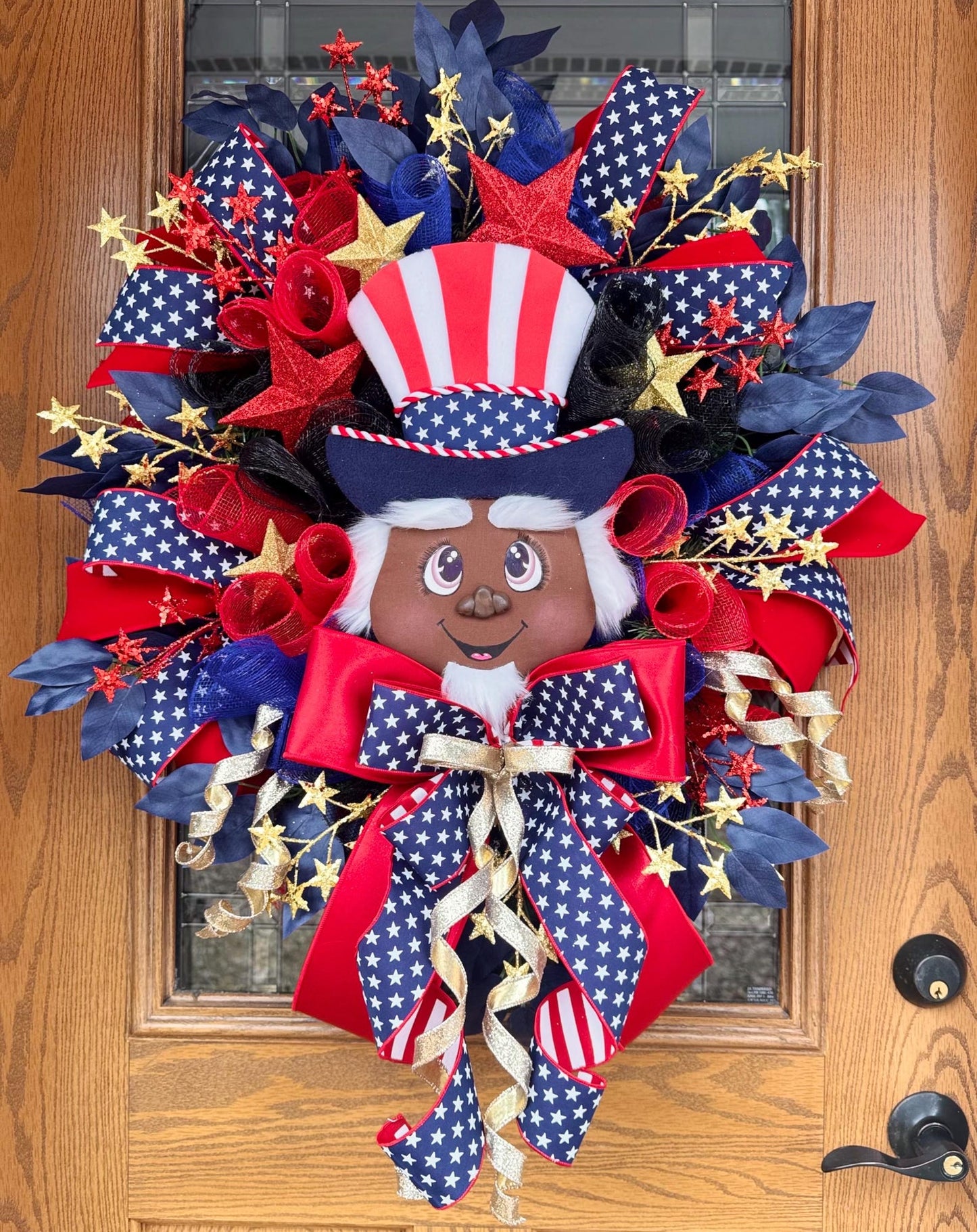 Black Uncle Sam Patriotic Wreath | 4th of July Wreath | Fourth Of July Decor | Patriotic Decor