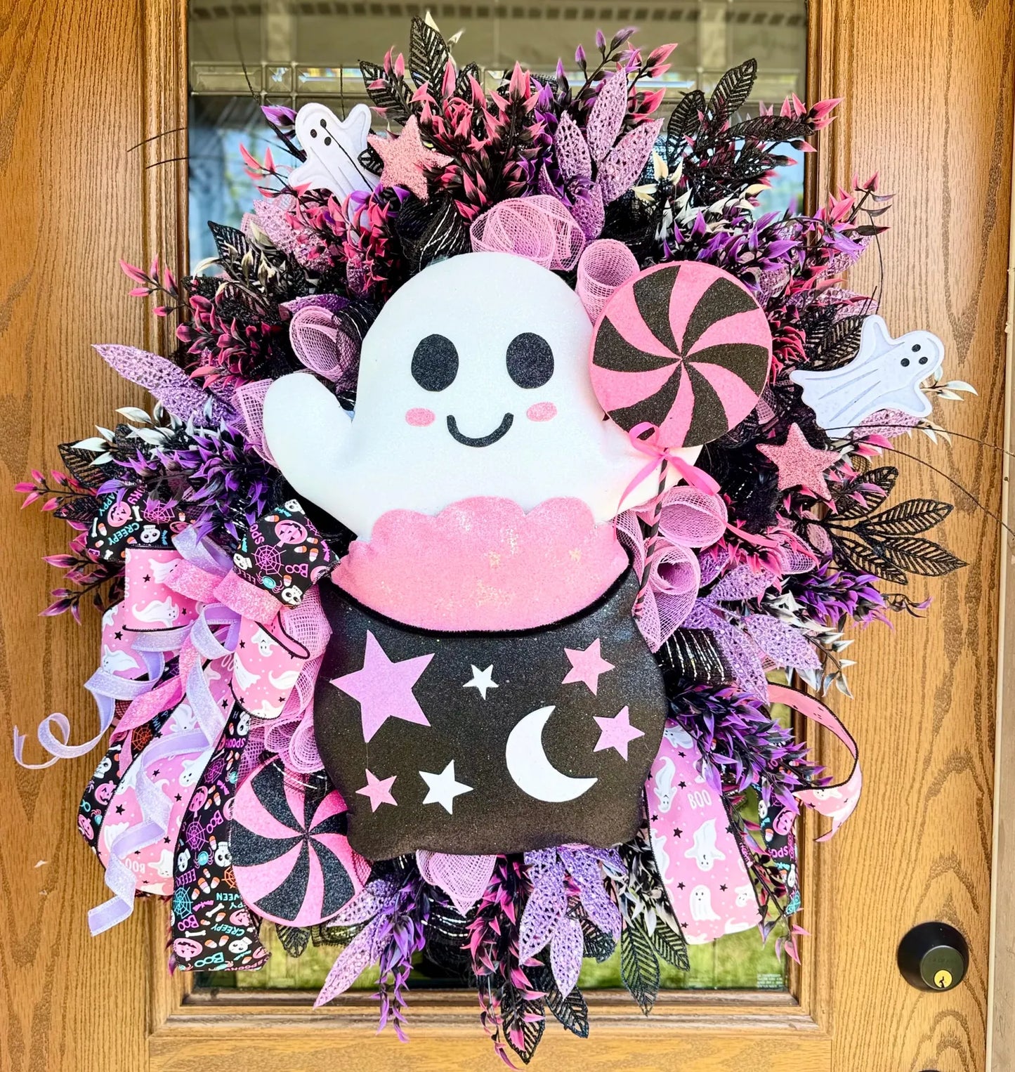Halloween Ghost Wreath | Halloween Wreath For Front Door | Halloween Door Decor