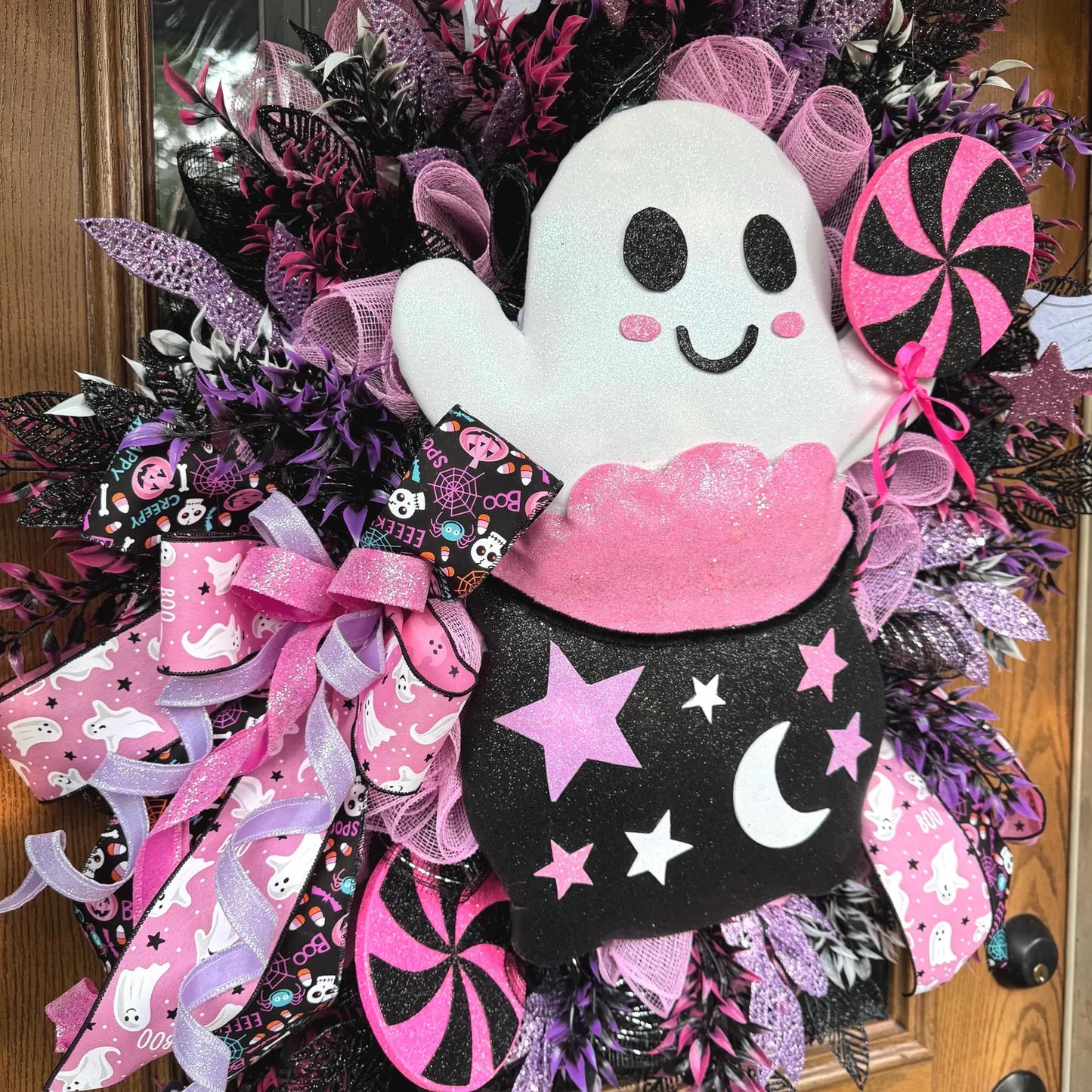 Halloween Ghost Wreath | Halloween Wreath For Front Door | Halloween Door Decor