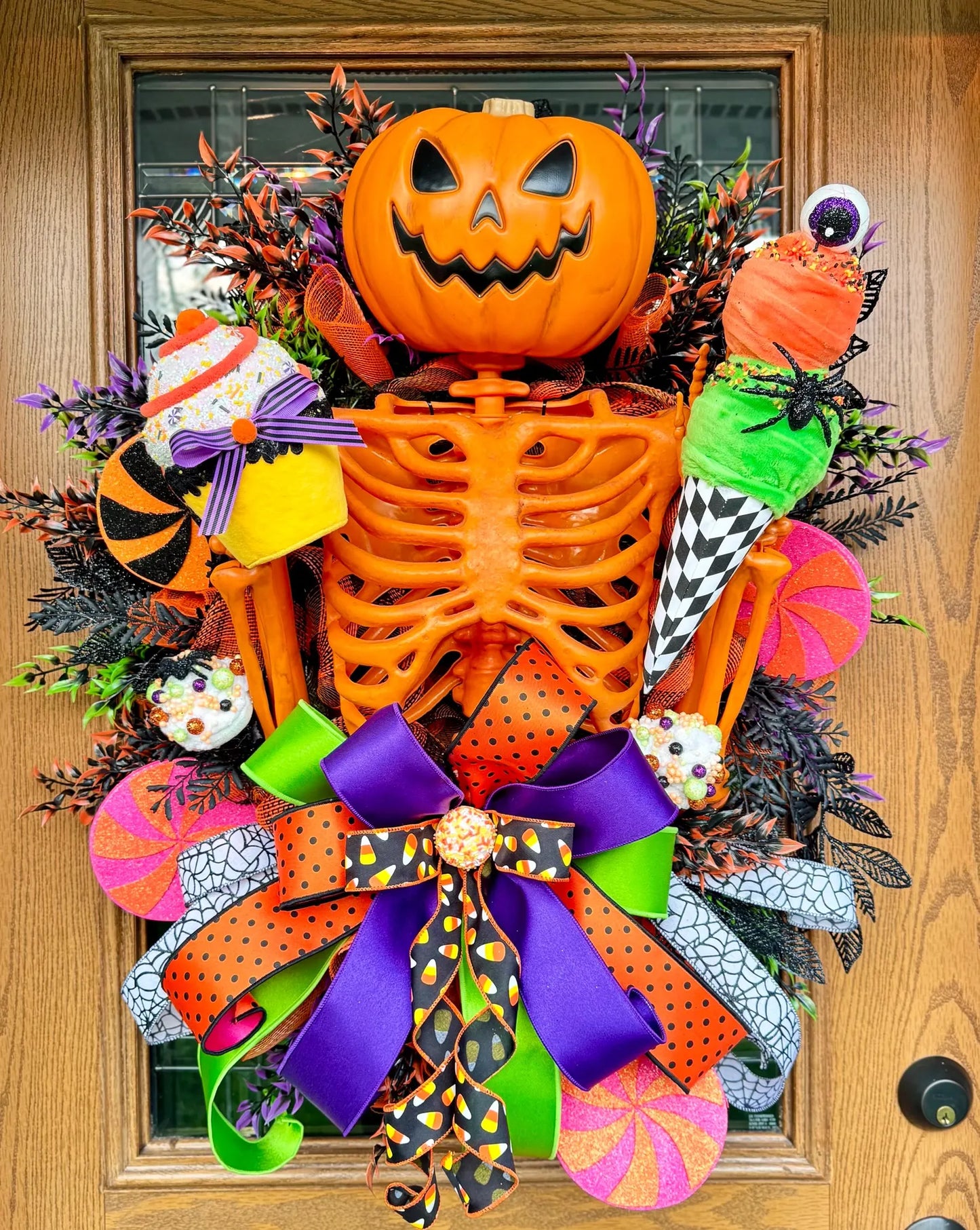 Halloween Pumpkin Wreath | Halloween Wreath For Front Door | Jack O Lantern Wreath