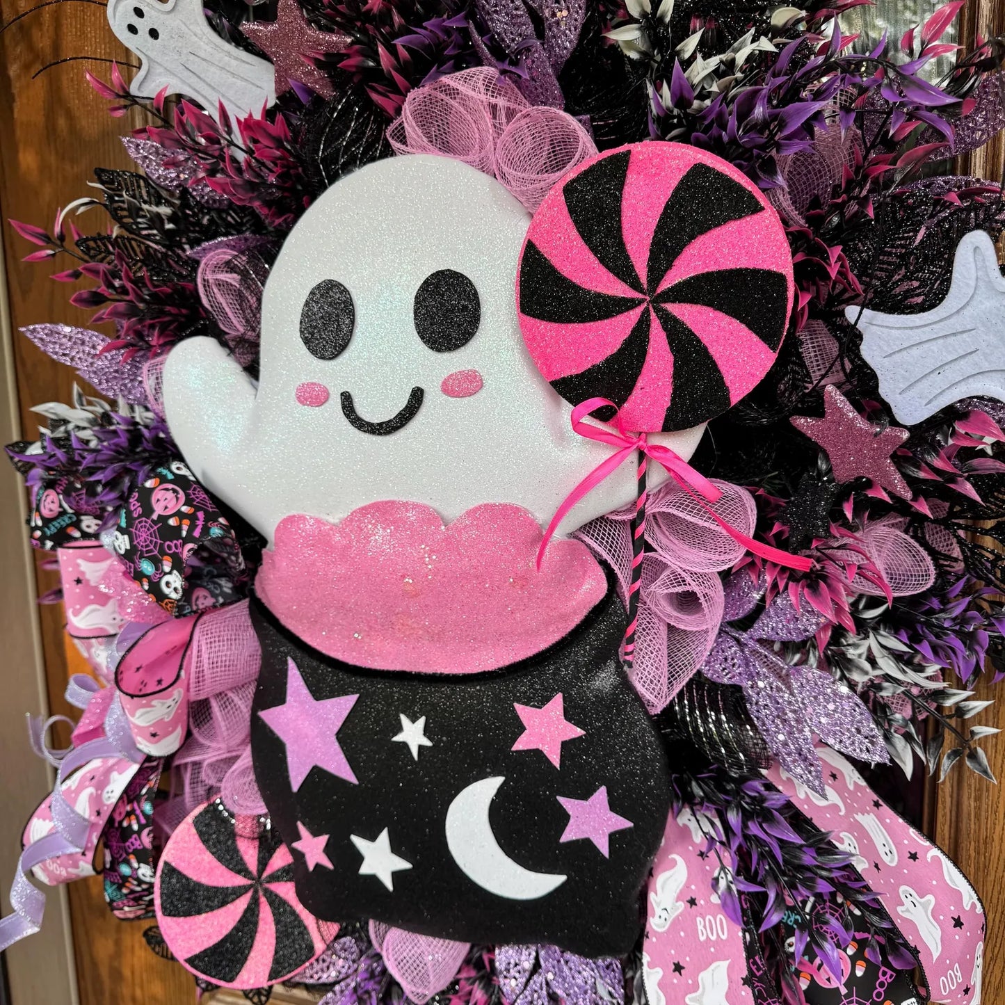 Halloween Ghost Wreath | Halloween Wreath For Front Door | Halloween Door Decor
