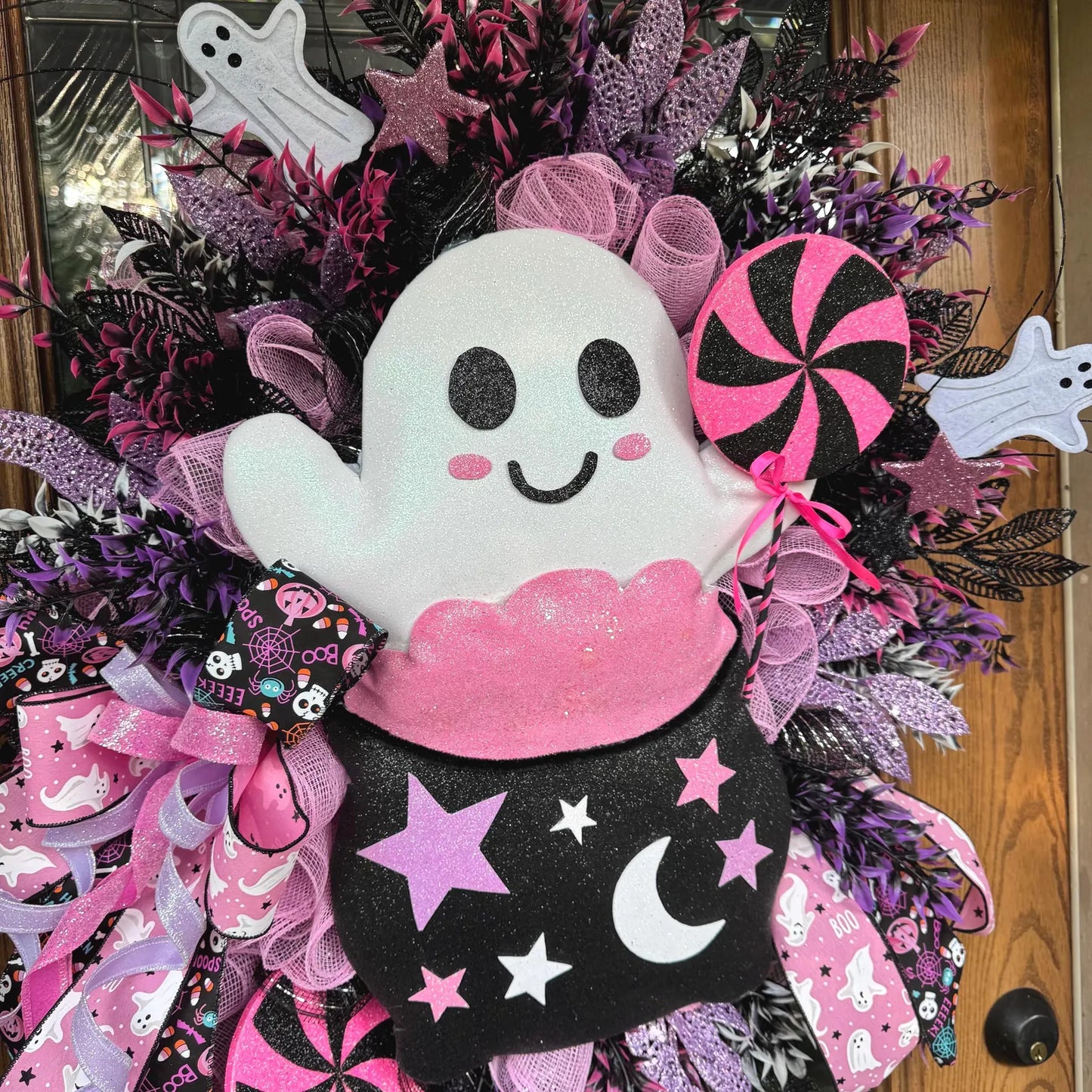 Halloween Ghost Wreath | Halloween Wreath For Front Door | Halloween Door Decor