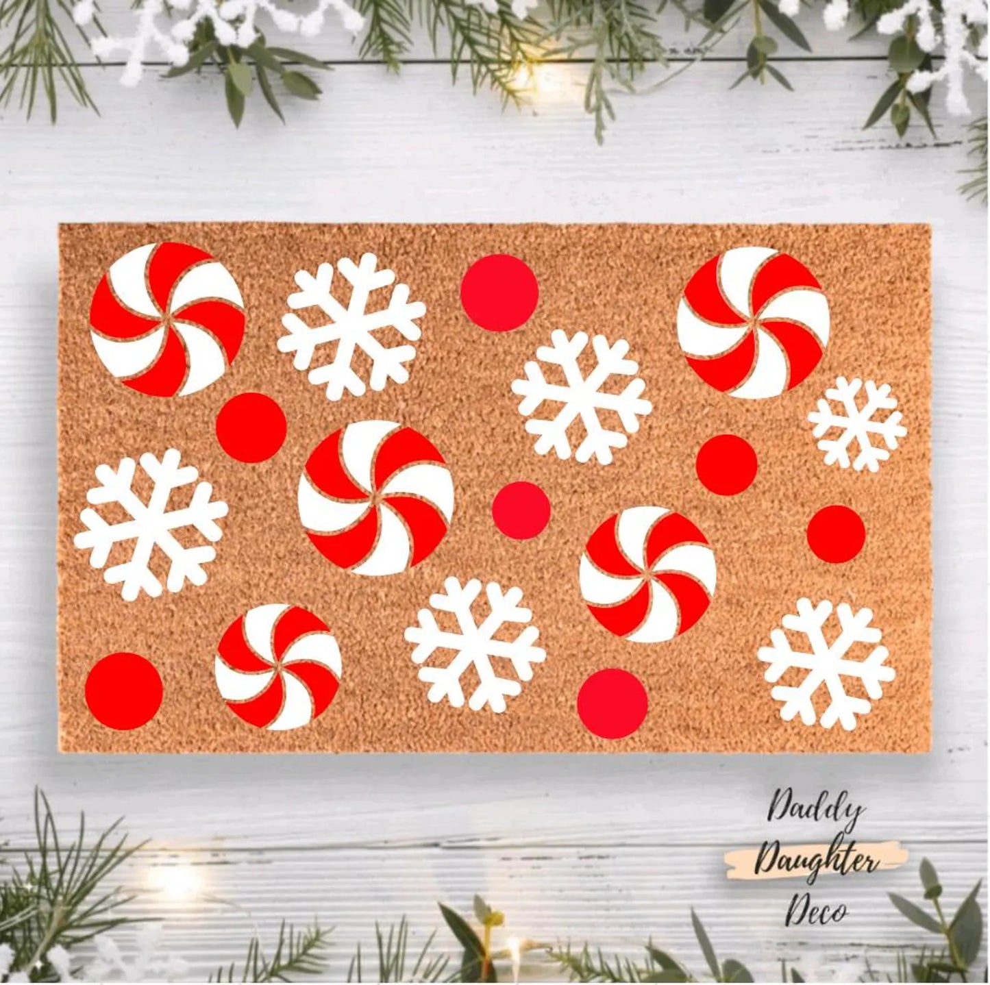 Peppermint Swirls Christmas Doormat | Candyland Christmas Decor | Christmas Porch Decor