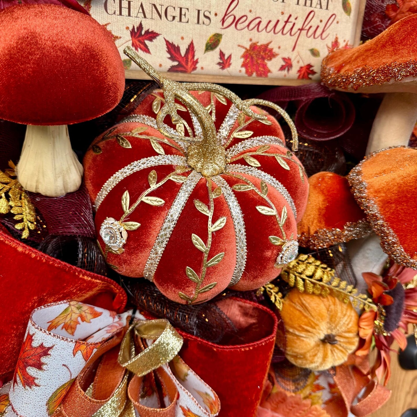 Luxury Pumpkin Fall Wreath | Fall Wreaths For Front Door | Fall Porch Decor