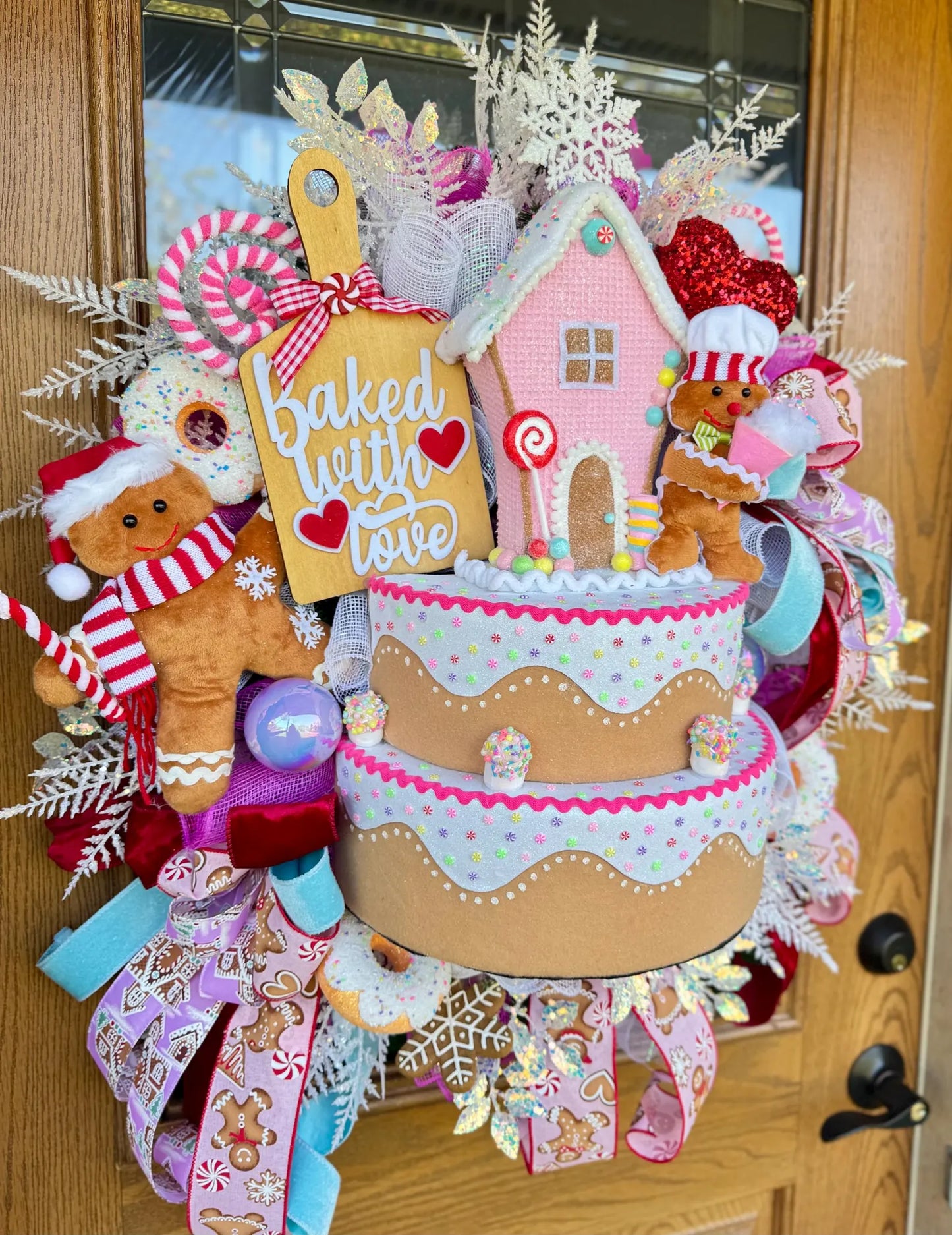 Pastel Gingerbread Candyland Wreath | Christmas Wreath | Christmas Porch Decor