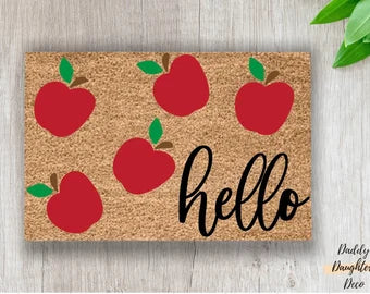 Hello Apple Pattern - Classroom Doormat