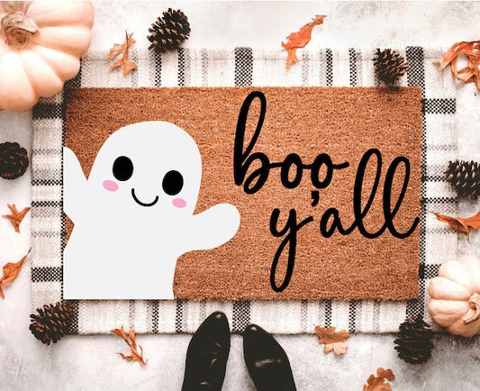 Boo Yall Ghost Doormat  | Halloween Porch Decor | Halloween Outdoor Decor