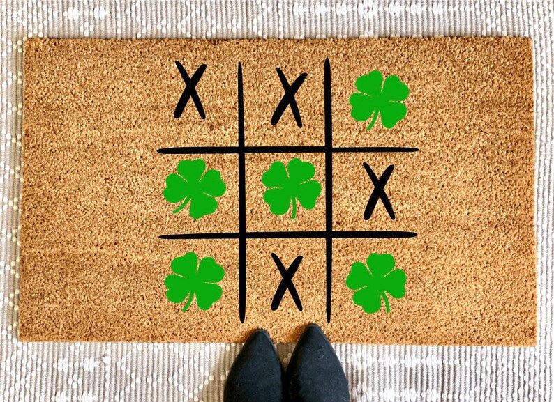 Tic Tac Toe Shamrocks Doormat