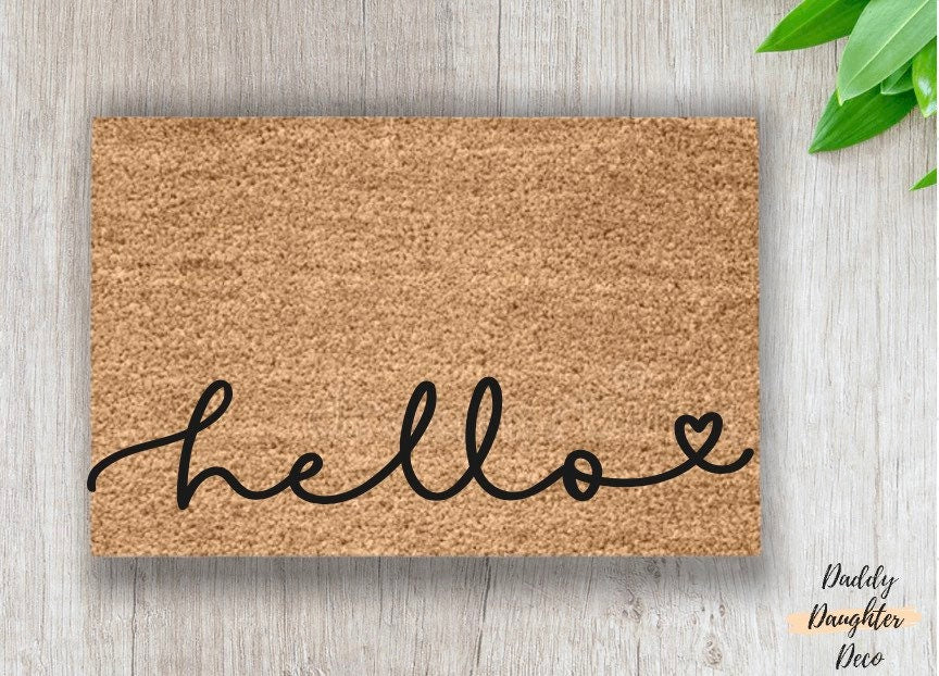 Hello Welcome Doormat | Custom Doormat | Housewarming Gift | Front Door Mat  | Cute Welcome Mat | Closing Gift | Realtor Gift | Porch Decor