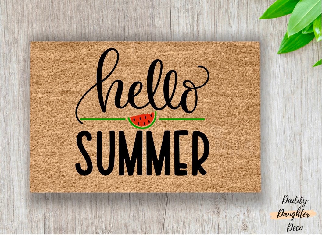 Hello Summer Doormat | Watermelon Doormat | Summer Porch Decor | Cute Doormat | Welcome Mat | Outdoor Rug | Summer Decor | Cute Porch Decor