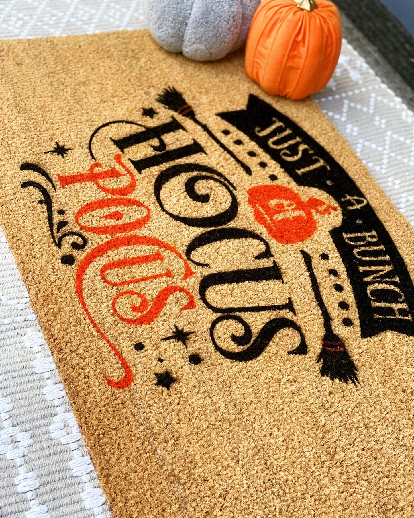 Itโs Just A Bunch of Hocus Pocus Doormat | Halloween Doormat | Hocus Pocus Decor | Fall Doormat | Outdoor Fall Decor | Cute Doormat