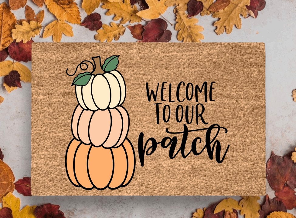 Hello Autumn Welcome Doormat, Fall Leaves Themed Door Mat, Autumn