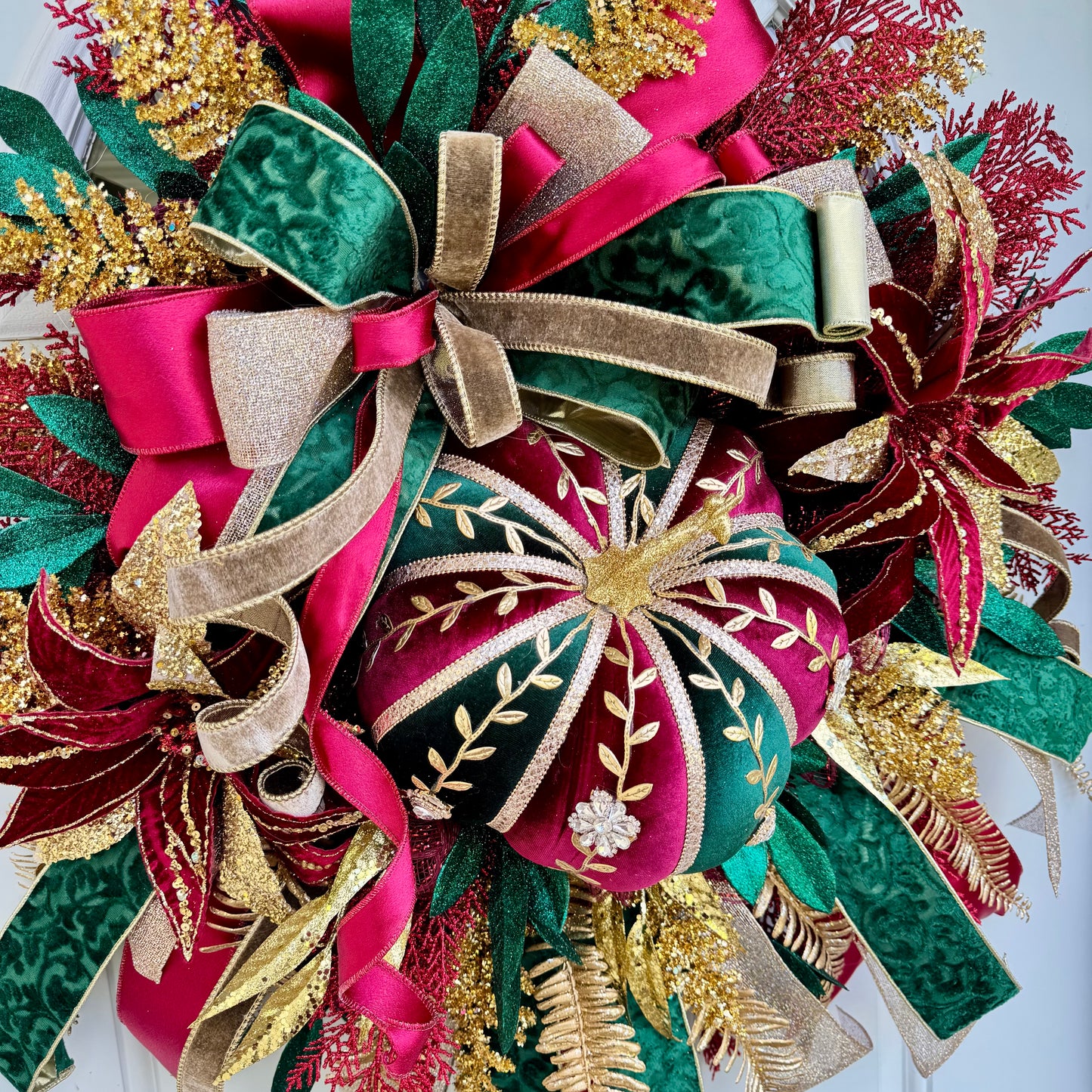 Velvet Pumpkin Glam Wreath For Fall Front Door | Autumn Porch Decor