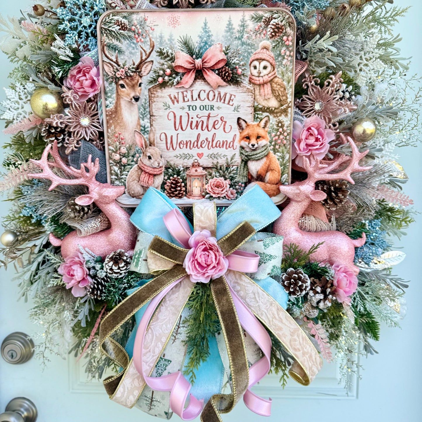 Winter Wonderland Reindeer Christmas Wreath