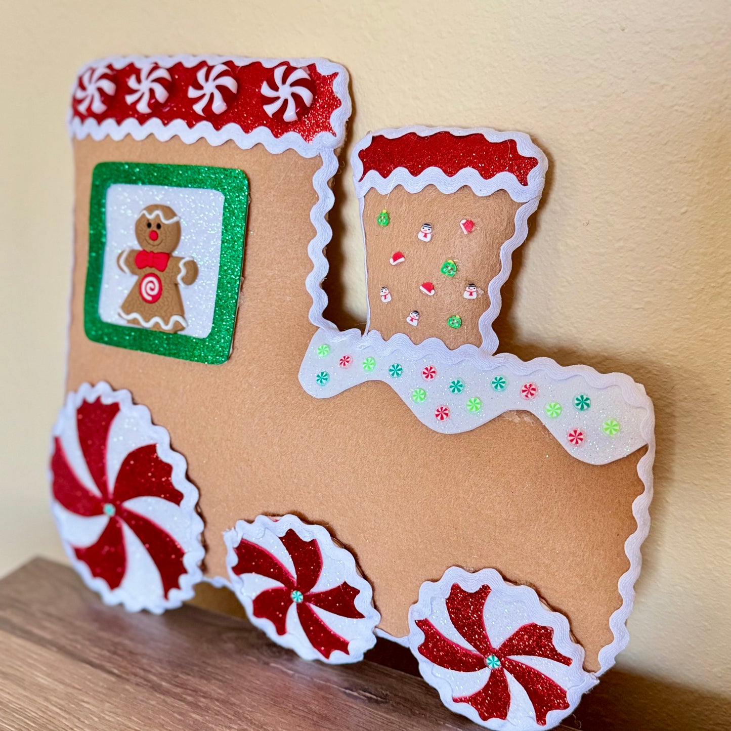 Gingerbread Train Christmas Wreath Attachment