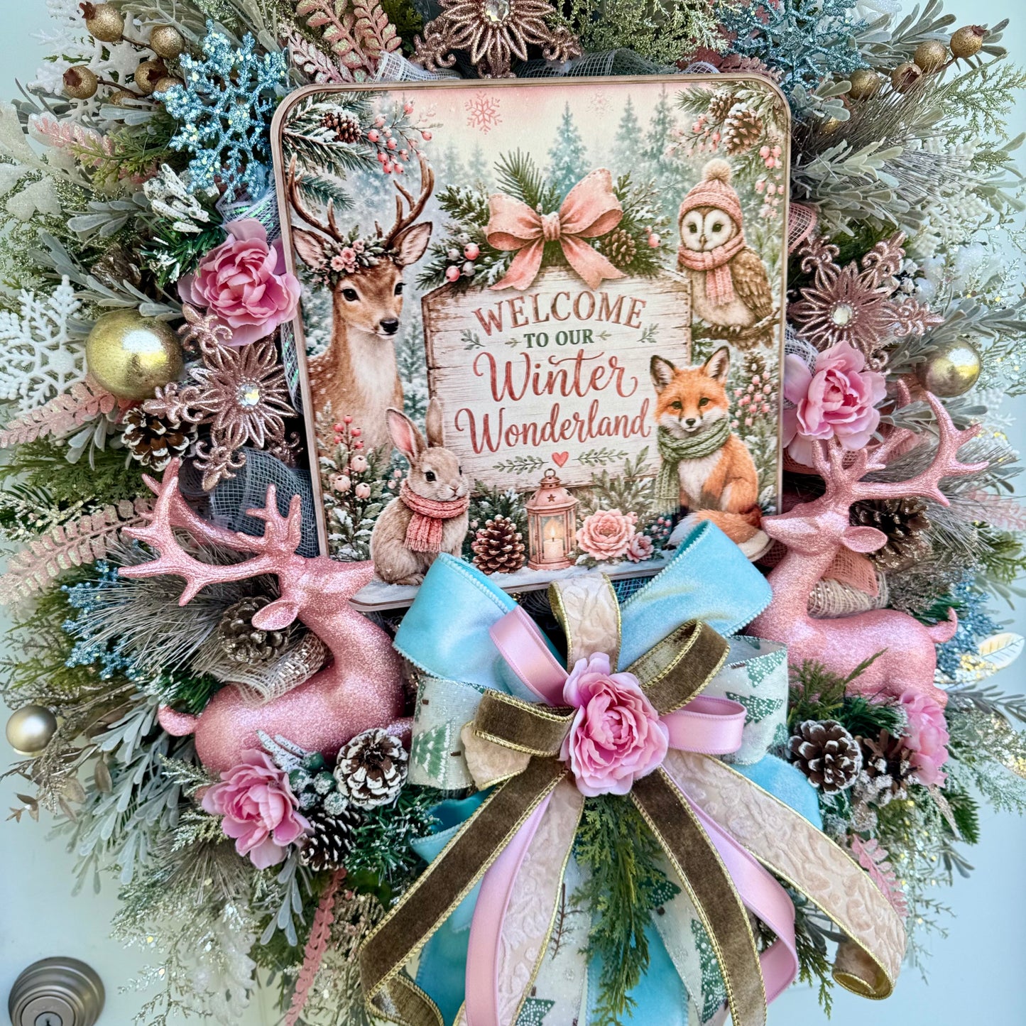 Winter Wonderland Reindeer Christmas Wreath