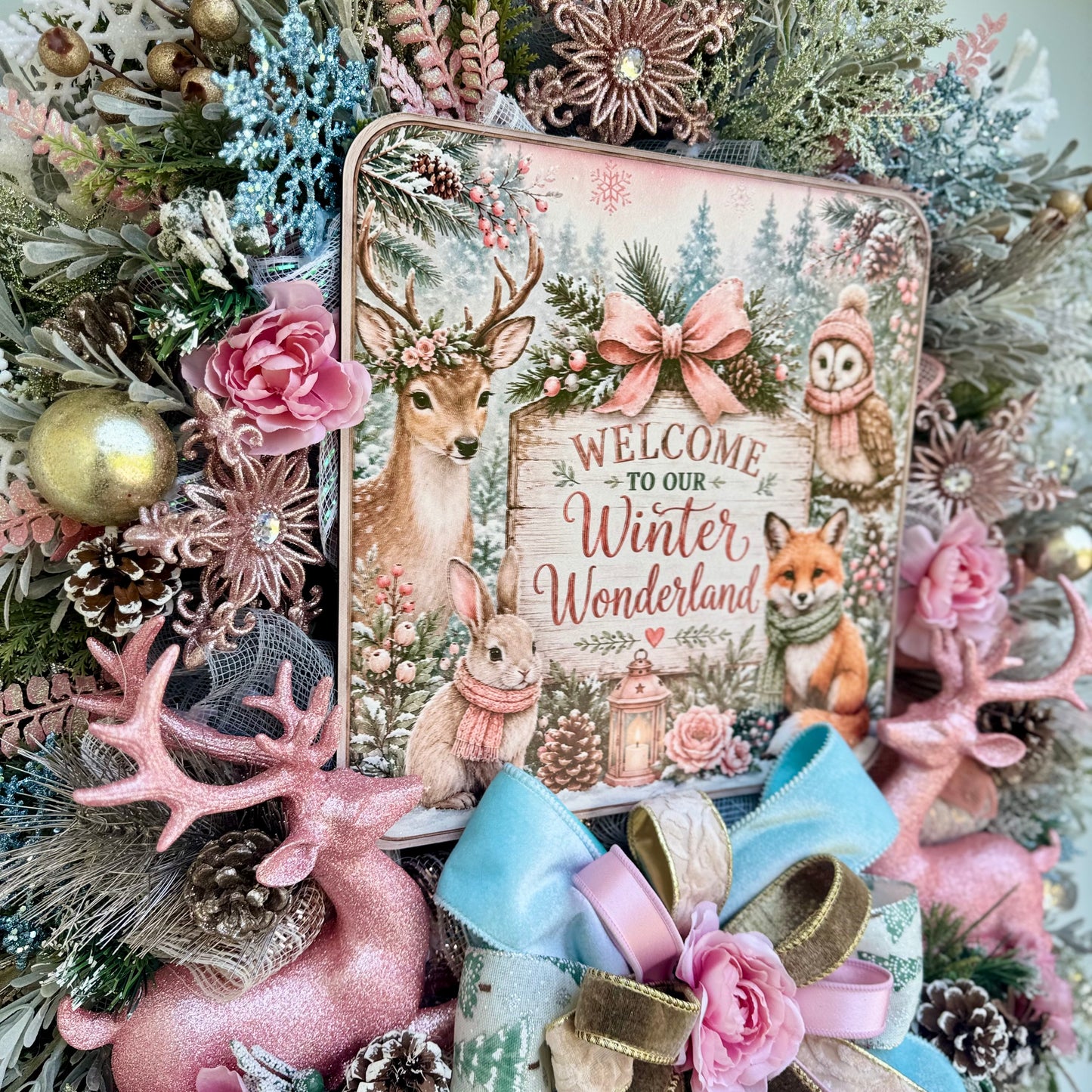 Winter Wonderland Reindeer Christmas Wreath