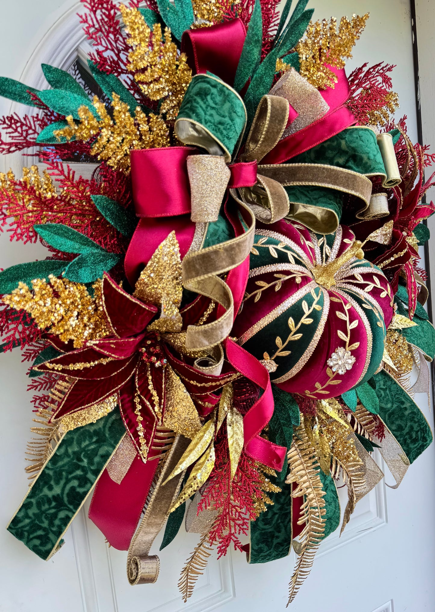 Velvet Pumpkin Glam Wreath For Fall Front Door | Autumn Porch Decor