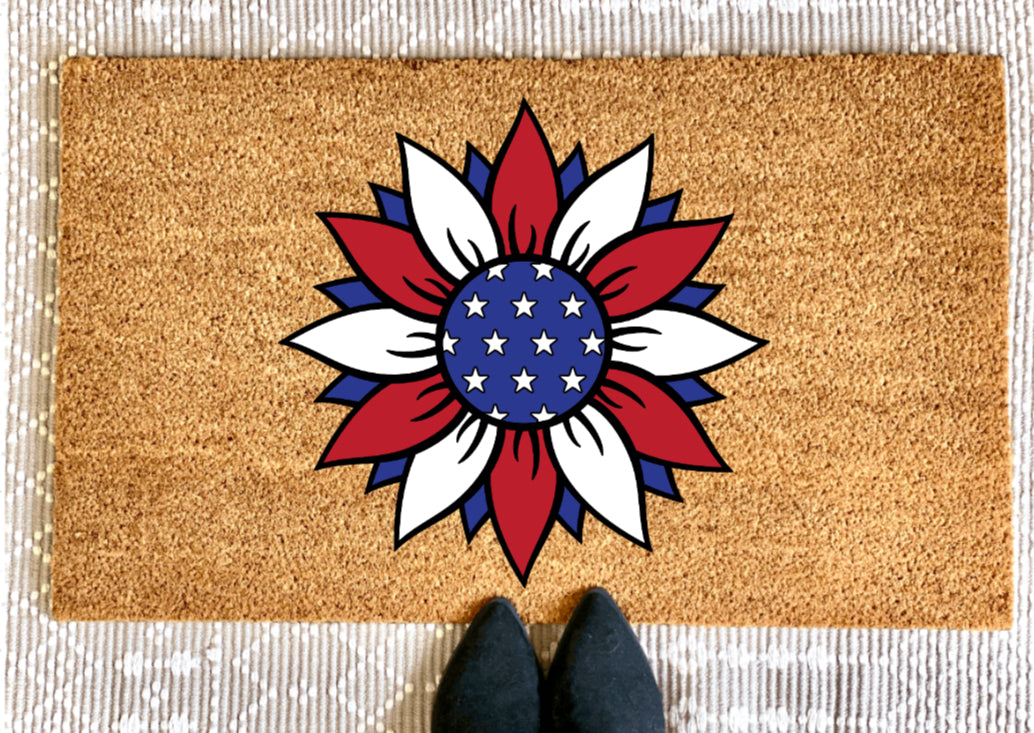 Fourth Of July Floral Doormat